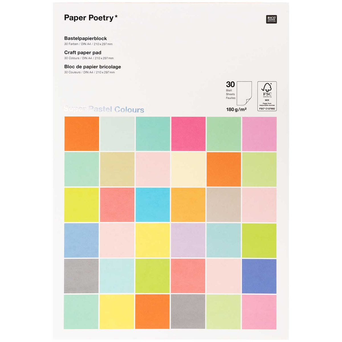 Rico Design: Bastelblock A4 Super Pastel Colours