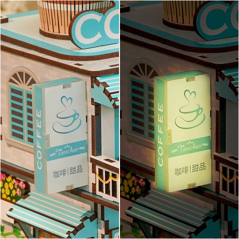 Book-Nook: Cafeteria 3D Puzzle mit Deckel und Bewegungssensor