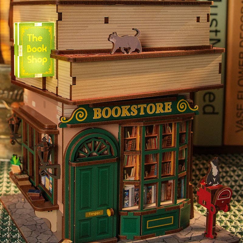 Book-Nook: Buchgeschäft 3D Puzzle mit Deckel und Bewegungssensor