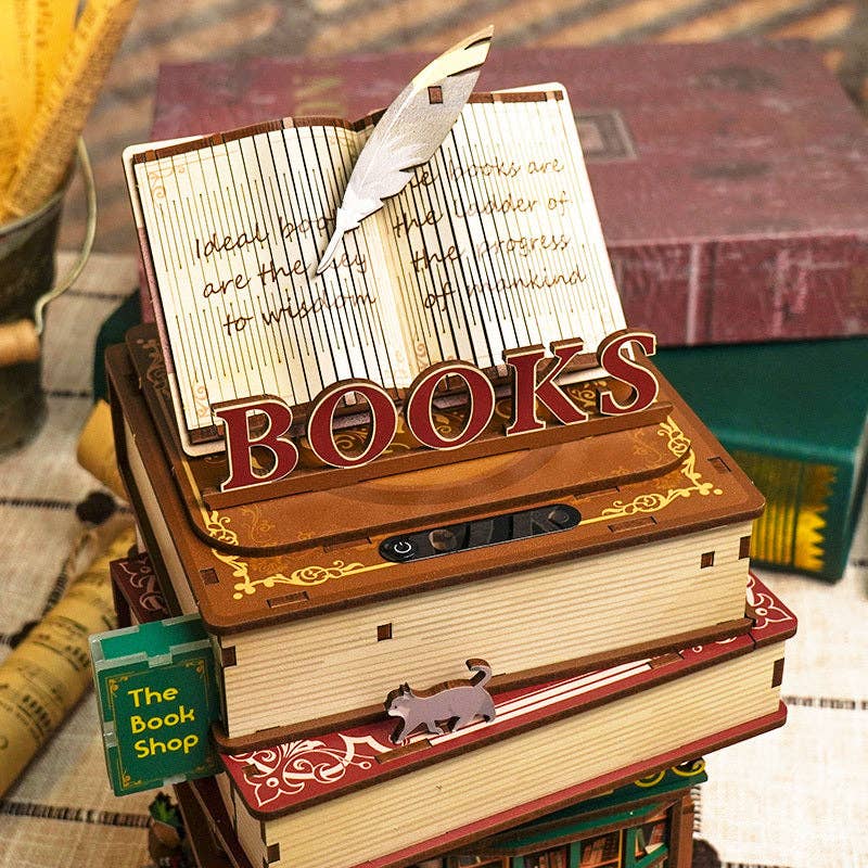 Book-Nook: Buchgeschäft 3D Puzzle mit Deckel und Bewegungssensor