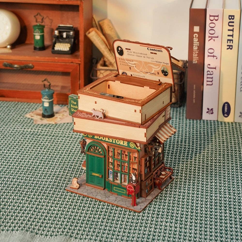 Book-Nook: Buchgeschäft 3D Puzzle mit Deckel und Bewegungssensor