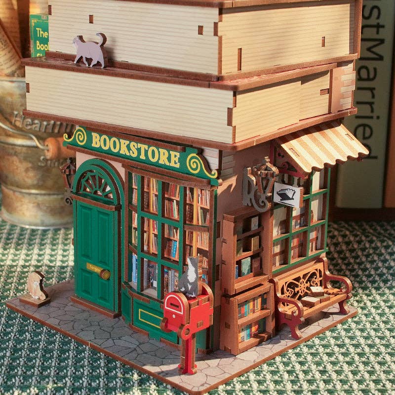 Book-Nook: Buchgeschäft 3D Puzzle mit Deckel und Bewegungssensor