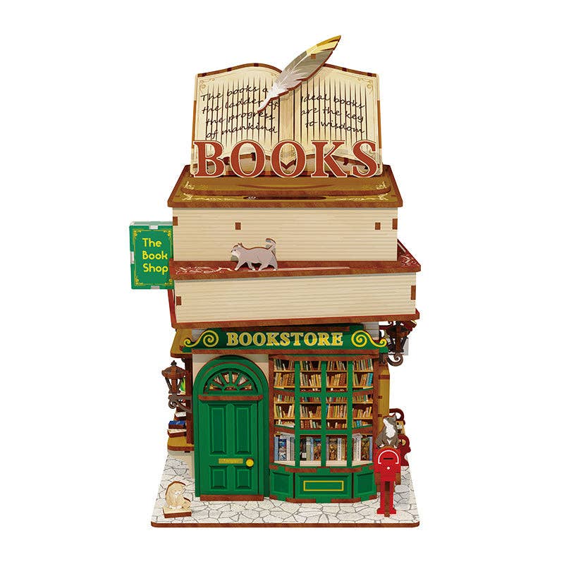 Book-Nook: Buchgeschäft 3D Puzzle mit Deckel und Bewegungssensor